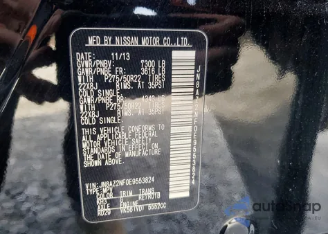 2014 Infiniti Qx80 z USA, uszkodzony, nr VIN JN8AZ2NF0E9553824